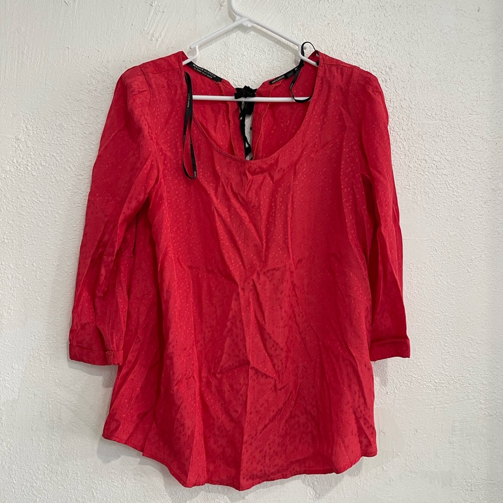 Red Women's Blouse with Tie Back